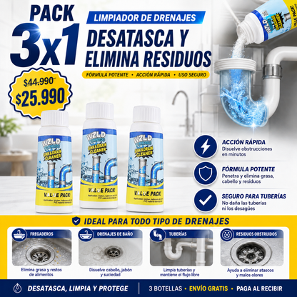 PACK 3X1 LIMPIADOR DE DRENAJES