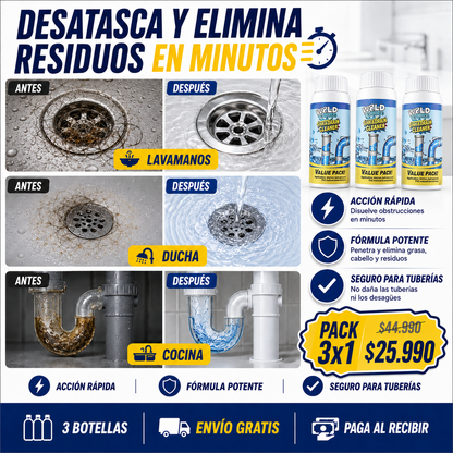 PACK 3X1 LIMPIADOR DE DRENAJES