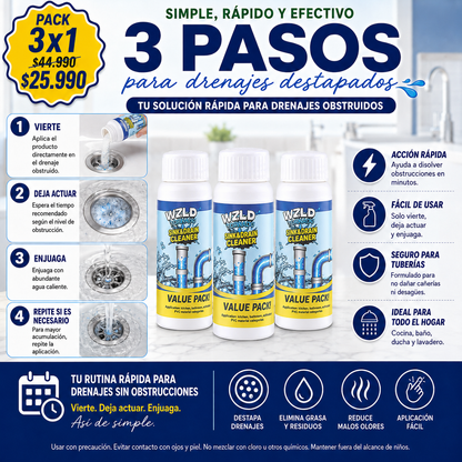 PACK 3X1 LIMPIADOR DE DRENAJES