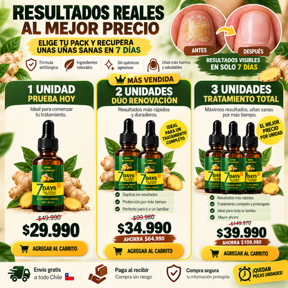 Aceite Anti-Hongos de Jengibre para Uñas | Fórmula 7 días